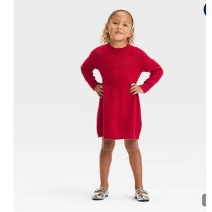 Cat & Jack Girls Pointelle Cozy Sweater Red Dress Size 3T NWT